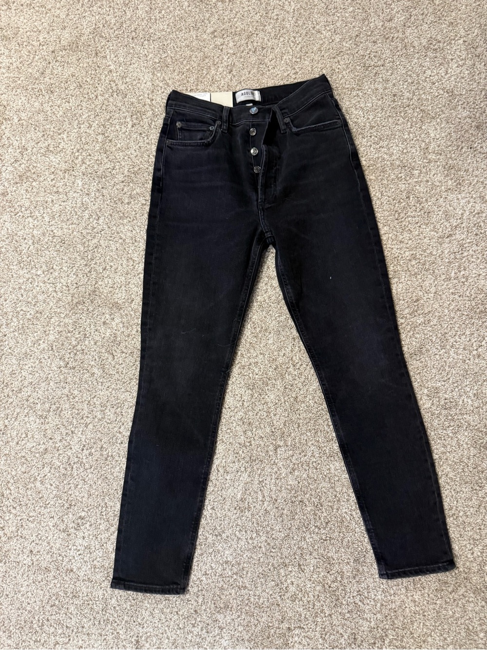 Agolde High-Rise Black Button-Fly Skinny Jeans